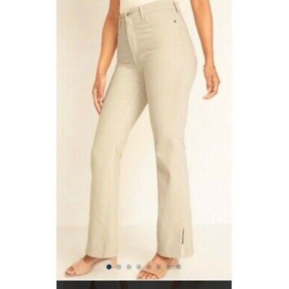 Old‎ Navy Higher High Rise Flare Spllit Hem Ecru Jeans Sz 12 NWOT